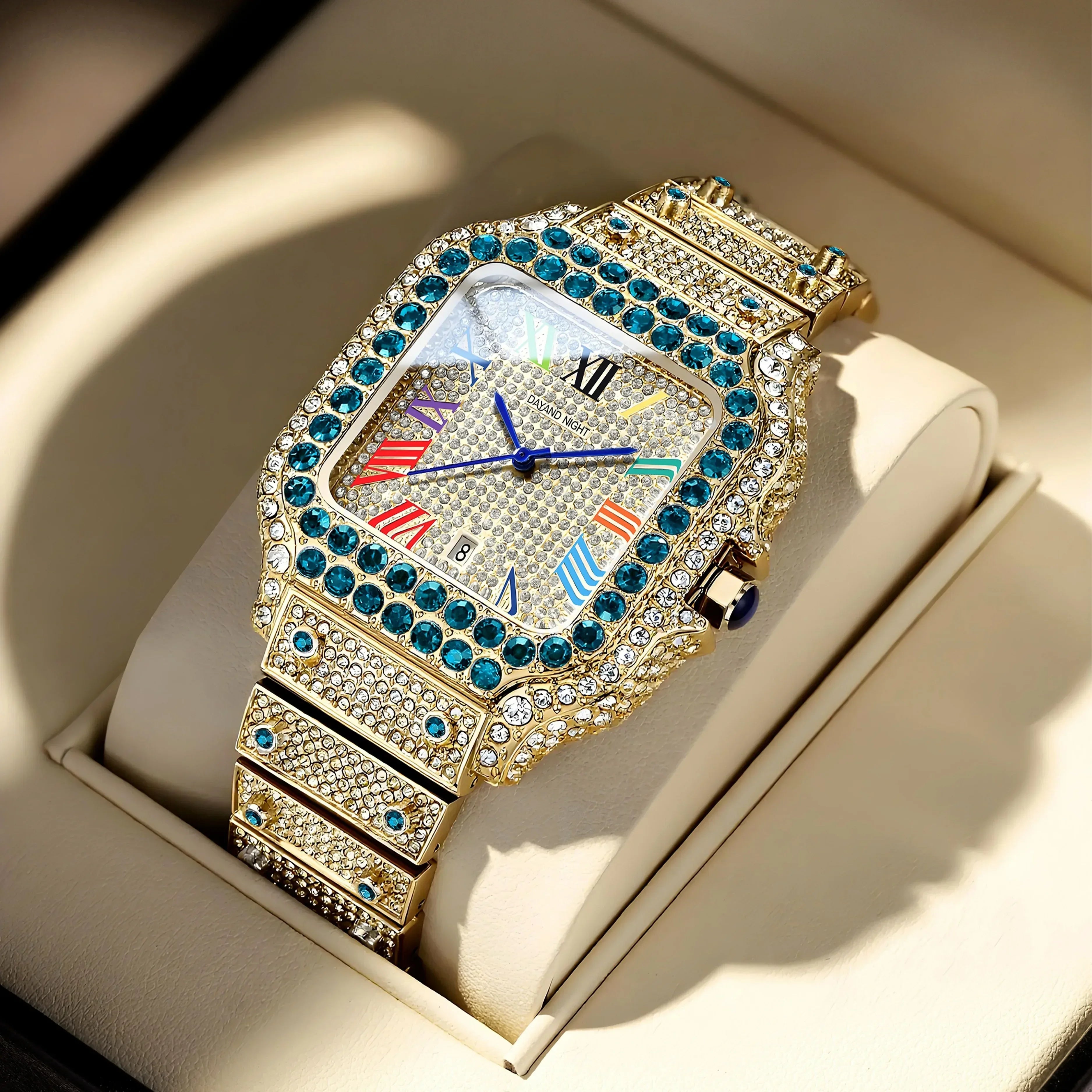 Luxury Full Moissanite Iced Out Watch | Men & Women’s Quartz Watch | Roman Numerals Party Clock | Passes Tester | Caratix - CaratixJewelry